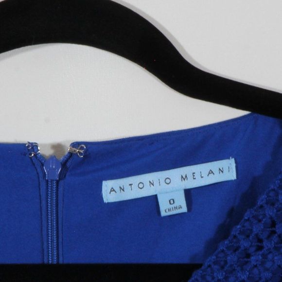 Antonio Melani Harbor Dress Sheath Geometric Lace Blueprint Blue Size 0 - Picture 2 of 7
